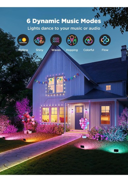 Rgbıc Akıllı Dış Mekan LED Spot Işık 4’lü Paket, IP66, Alexa & Google Uyumlu, 1000 Lm