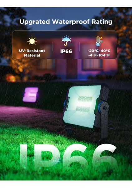 Rgbıc Akıllı Dış Mekan LED Spot Işık 4’lü Paket, IP66, Alexa & Google Uyumlu, 1000 Lm