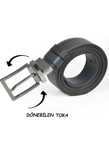 Çift Taraflı Hakiki Deri Spor Kemer Dönen Tokalı 4 cm Orjinal Deri Kemer 2502630