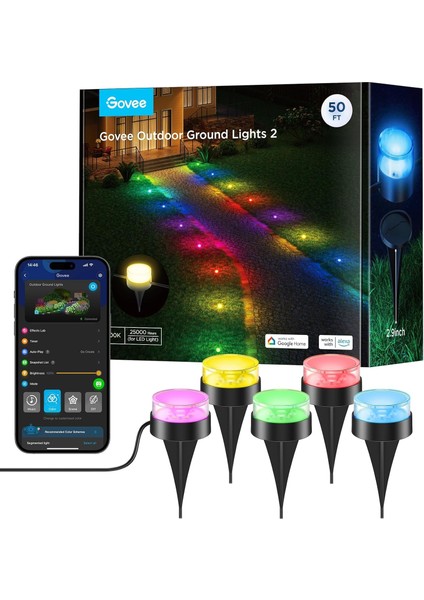 15M Akıllı Dış Mekan Zemin Lambası Rgbıc, IP67, Müzik Senkron, Uygulama Kontrollü