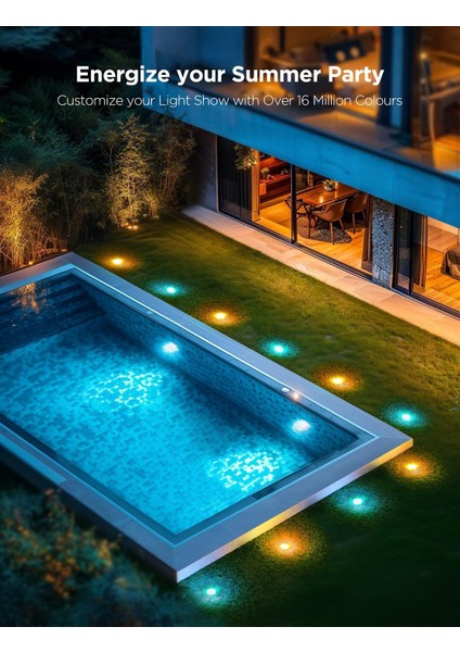 15M Akıllı Dış Mekan Zemin Lambası Rgbıc, IP67, Müzik Senkron, Uygulama Kontrollü modelleri