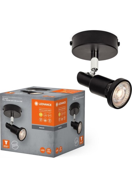 LED Spot GU10 1X3.4W, 230 Lm, 2700K, Siyah, Ayarlanabilir Tavan Lambası