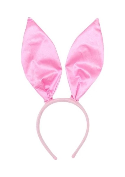 Pembe Saten Şekil Verilebilir Tavşan Kulak Taç