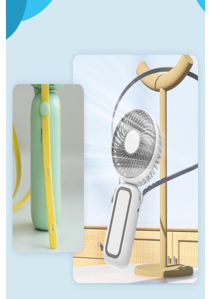 Mini Fan Çok Fonksiyonlu Katlanır Boyun Askılıklı Taşınabilir Masaüstü USB Fan Vantilatör
