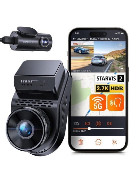 S1 Pro 2.5k 60FPS Dashcam, Ön & Arka, Wifi, Gps, Hdr Gece Görüşü, Park Modu