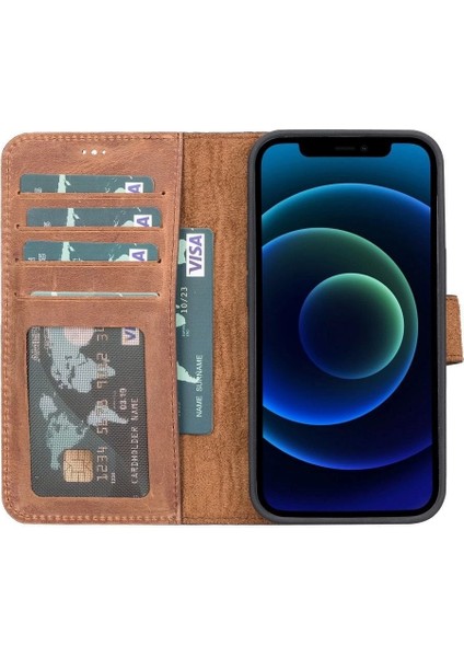 Apple iPhone 13 Uyumlu Deri Cüzdanlı Kılıf G2 Kahverengi fiyatları