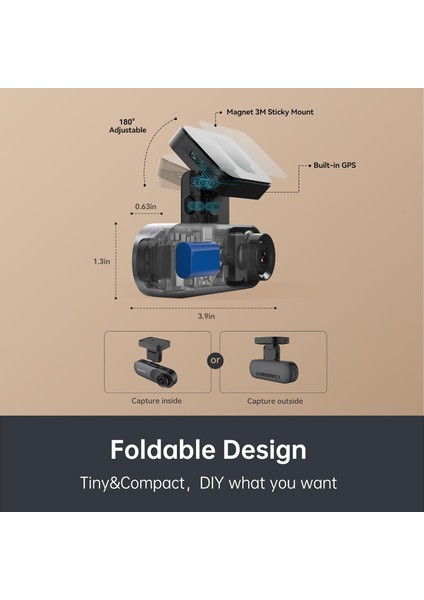 N3 Pro 2.5k Dash Cam 1600P Ön, 1080P Arka Kamera, Wifi, Gps, Gece Görüşü, 24 Saat Park Izleme
