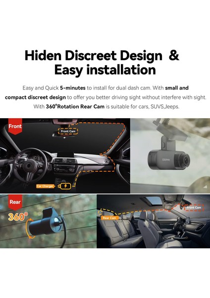 N3 Pro 2.5k Dash Cam 1600P Ön, 1080P Arka Kamera, Wifi, Gps, Gece Görüşü, 24 Saat Park Izleme