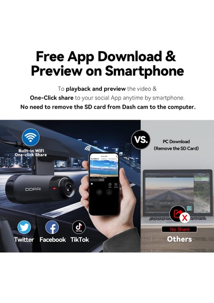 N3 Pro 2.5k Dash Cam 1600P Ön, 1080P Arka Kamera, Wifi, Gps, Gece Görüşü, 24 Saat Park Izleme