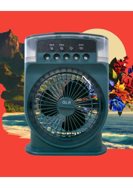 Şarjlı Işıklı 10W 5 Spreyli Vantilatör Buzlu Buharlı Mini Fan