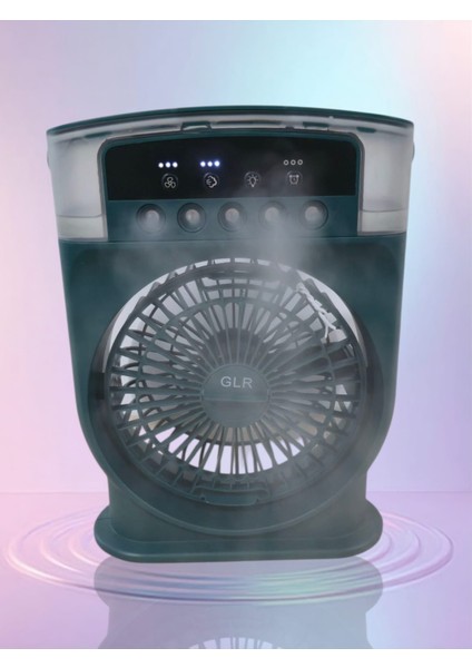 Şarjlı Işıklı 10W 5 Spreyli Vantilatör Buzlu Buharlı Mini Fan