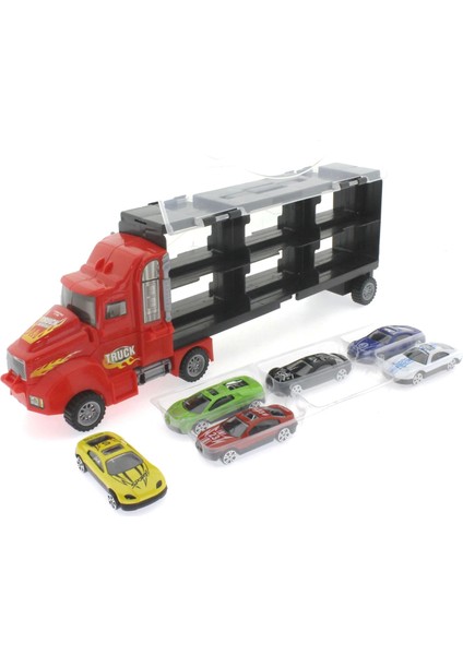 Fırlatma Rampalı Araç Taşıyıcı Kırmızı Kamyon