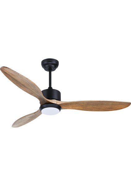 52” Akıllı Tavan Vantilatörü, Doğal Renk, Masif Ahşap 3 Kanatlı, LED Işıklı, Sessiz Dc Motor