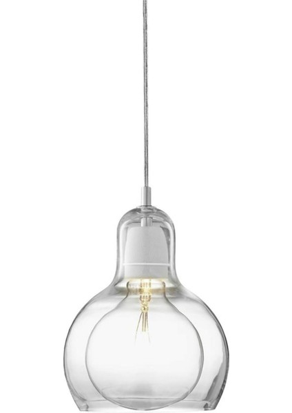 Mega Bulb E27 El Yapımı Cam Sarkıt Lamba, Sofie Refer Imzalı Tasarım, 60W Max 3m Kumaş Kablo