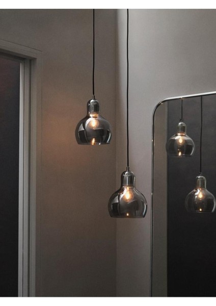Mega Bulb E27 El Yapımı Cam Sarkıt Lamba, Sofie Refer Imzalı Tasarım, 60W Max 3m Kumaş Kablo