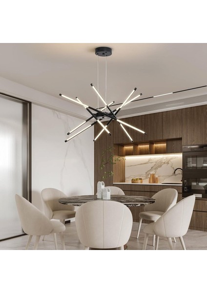 LED Sputnik Avize, 12 Başlı Endüstriyel Sarkıt Tavan Lambası, Kısılabilir 72W Işık
