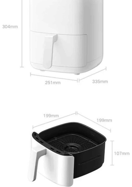 Hava Fritözü 4l Airfryer Pratik Uzun Ömürlü Yağsız Pişirme Taşınabilir