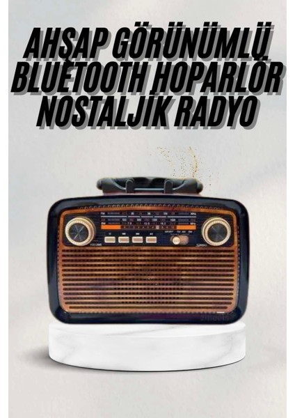 Bluetooth Hoparlör Ahşap Renk Vintage Işıklı Nostaljik Radyo Fm Ahşap Görünümlü