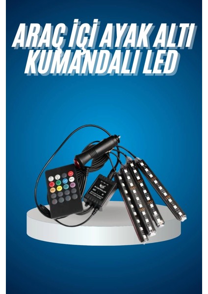 Araç Içi Aydınlatma Kumandalı 12 LED Ayak Altı LED Ambiyans Işığı Sese Duyarlı Kumandalı