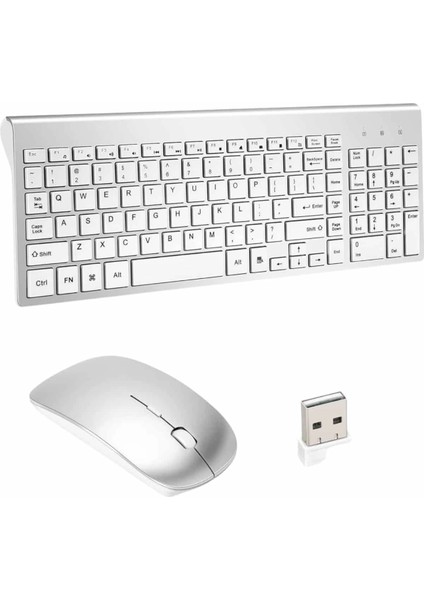 Kablosuz Klavye Mouse Seti Beyaz Q Klavye Tüm Cihazlara Uyumlu