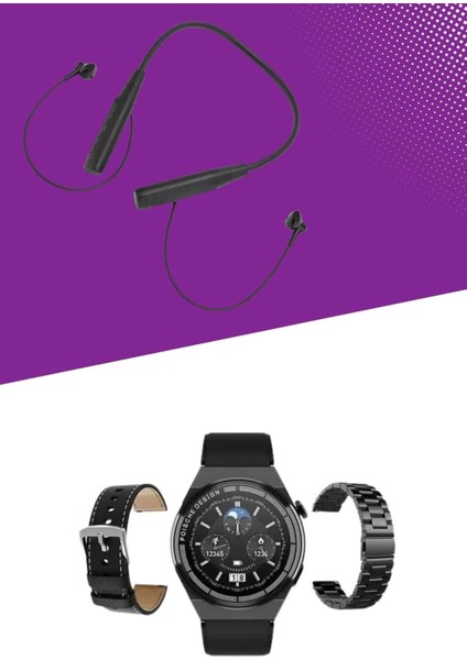 Alarm ve Titreşim Özellikli Akıllı Saat ve Mikrofonlu Kablolu Bluetooth Kulaklık 60 Saat