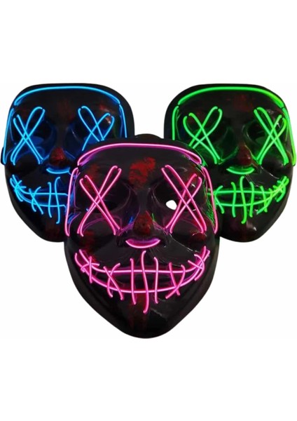 Işıklı LED Maske Parti Eğlence Maskesi Hallowen Neon Maske