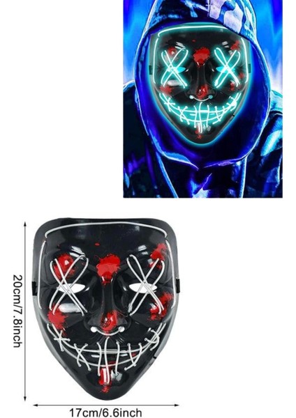Işıklı LED Maske Parti Eğlence Maskesi Hallowen Neon Maske