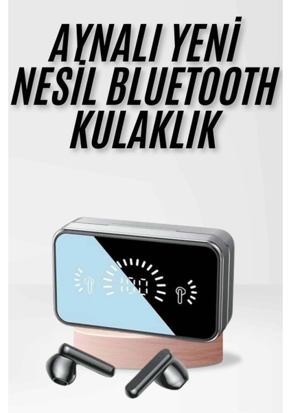 Yeni Nesil Kablosuz Kulaklık Aynalı Powerbank Özellikli Bluetooth Bağlantılı Dijital Göstergeli