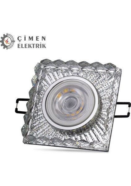 Noas YL65 1737 Selen LED Çerçeveli 4000K Kare Kristal Cam Spot Kasa - Priz ve Anahtar Için Uyumlu Çerçeve