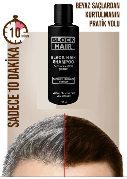 Black Hair Beyaz Saçları Siyahlaştıran Doğal Görünüm ve Anında Etkili Şampuan 200 ml modelleri