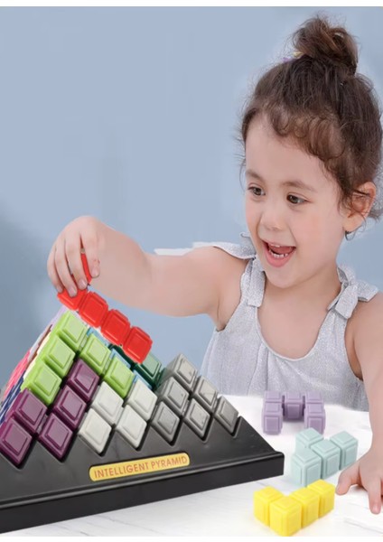 Oyuncak Piramit Yapı Taşları Akıllı Bulmaca Zeka Gelişim Oyunu