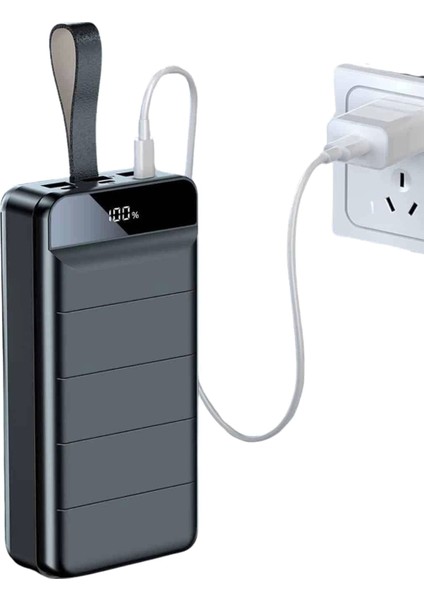 Taşınabilir Powerbank 50.000 Mah 4 Girişli Hızlı Şarj LED Göstergeli Fenerli Şarj