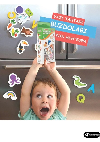 Oyuncak Manyetik Mıknatıslı 30 Parça Hayvanlar 26 Parça Sebze Meyveler Eğitici Set Magnet