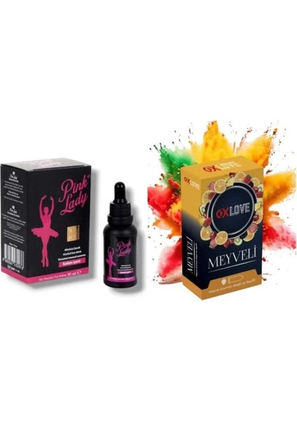 Caas Pink Lady Kadınlara Özel Damla+ Prezervatif Meyve Aromalı Kondom 10 Adet