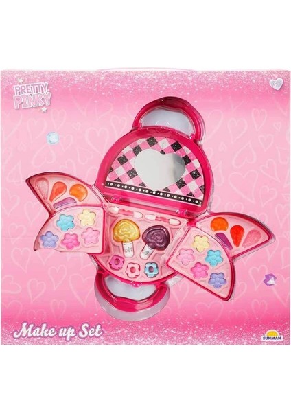 4278 Pretty Pinky 3 Katlı Pembe Çantalı Makyaj Seti -Sunman modelleri