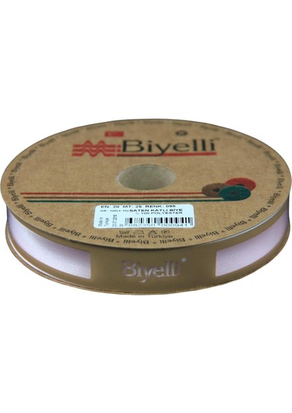 Biye Saten Katlı 095 Açık Pembe 2 cm 25 Metre %100 Polyester