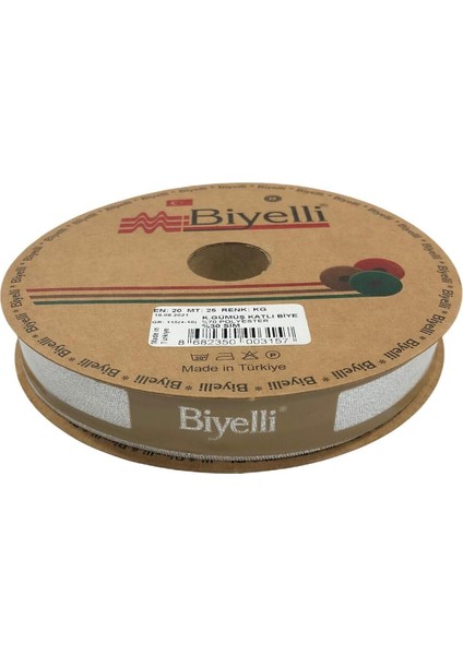 Biye Simli Katlı kg Gümüş 2 cm 25 Metre %50 Simli % 50 Polyester