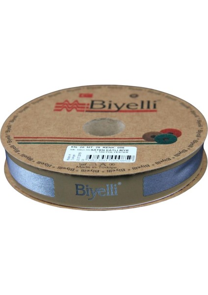 Biye Saten Katlı 086 Gri 2 cm 25 Metre %100 Polyester