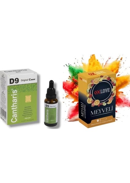 Cantharis D9 Kadınlara Özel Istek Damla + Prezervatif Meyve Aromalı Kondom 10 Adet