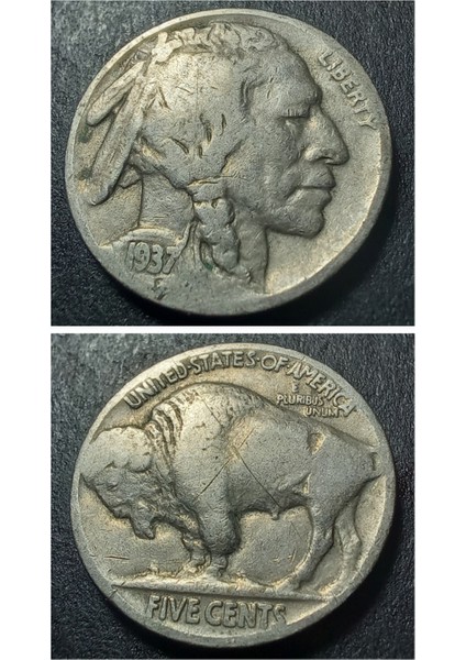 3996368076B7EB1010 1937 Buffalo 5cent Ççt+ Eski Yabancı Madeni Para