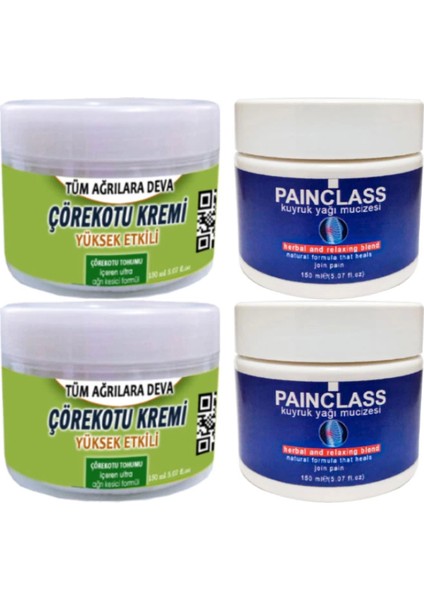 2 Adet Çörek Otu Kremi 150 ml Büyük Boy Krem + 2 Adet Kuyruk Yağı Kremi 150 ml / Masaj Seti
