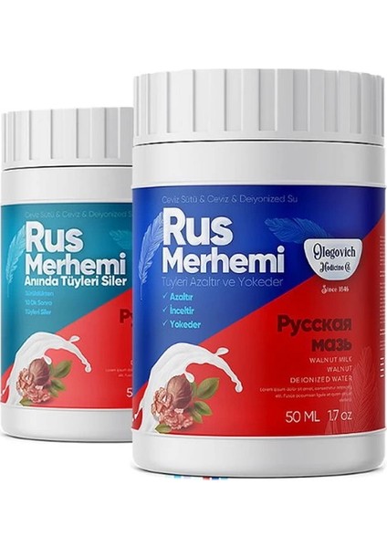 Olegovich Medicine Rus Merhemi 50 ml ( Tüy Dökücü - Tüy Azaltıcı ) 2'li Set - 000031KI