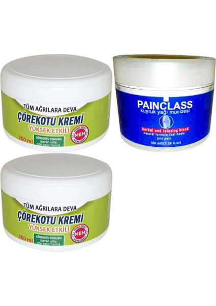 2 Tane Çörek Otu Kremi Büyük Xlboy 200 ml Green + 100 ml Kuyruk Yağı Kremi / Masaj
