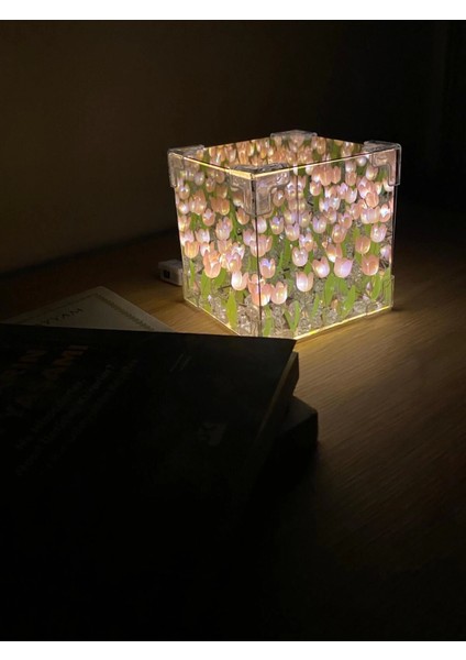 Romantik Sonsuz Laleli Küp Gece Lambası Aydınlatma Dekoratif Masa Lambası Dıy fiyatları