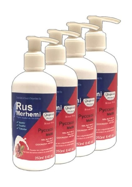 4 x 250 ml Tüylere Krem Ceviz Sütlü & Cevizli Russ Merhemi