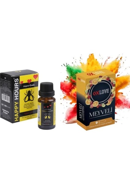 Happy Hours Kadınlara Özel Istek Damla + Prezervatif Meyve Aromalı Kondom 10 Adet