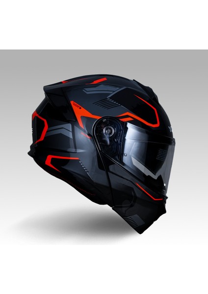 935SV Çene Açılır Kask Siyah Gri Turuncu modelleri