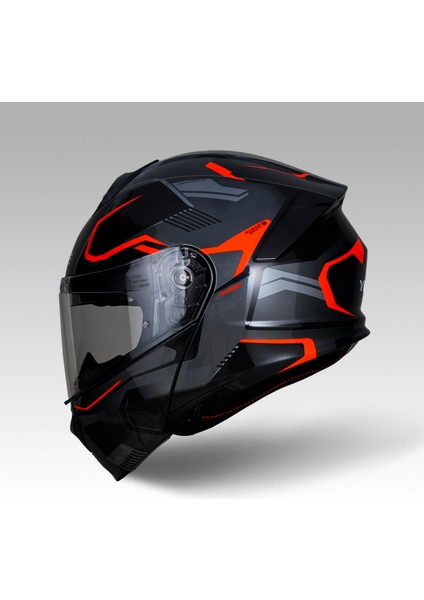 935SV Çene Açılır Kask Siyah Gri Turuncu fırsatları