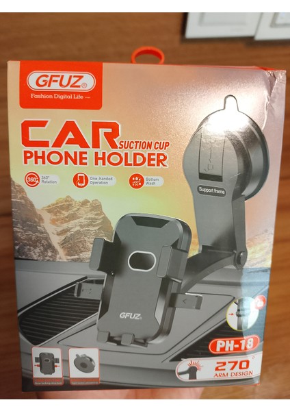 Ph 18 Ayarlanabilir 270 Derece Yapışkanlı Araç Telefonu Tutucu - Siyah