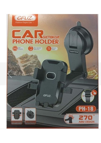 Ph 18 Ayarlanabilir 270 Derece Yapışkanlı Araç Telefonu Tutucu - Siyah fırsatları